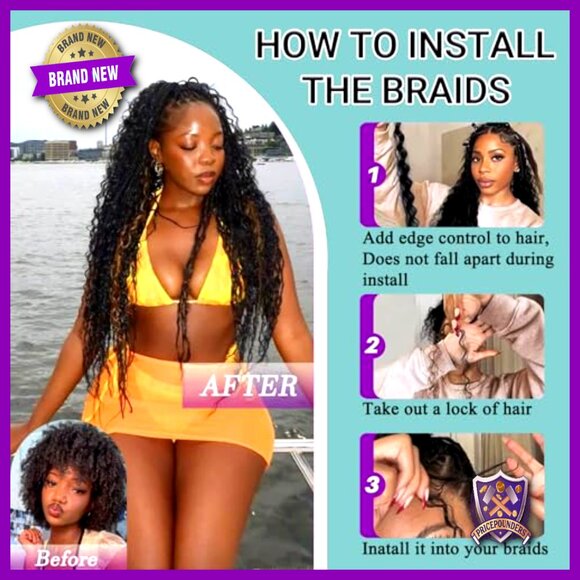 100% Virgin Human Hair Extensions 120g Deep Wave Boho Braids 18 Inch main image 6